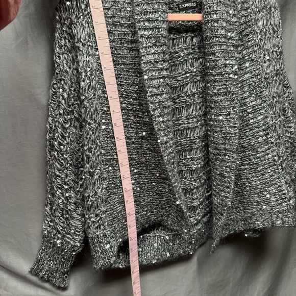 Express Mohair Wool Blend Grey Knit Sequin Cardigan - Picture 8 of 10